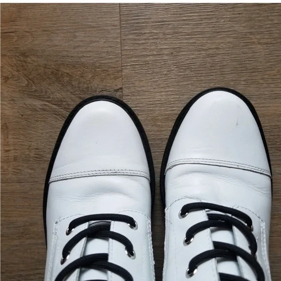 Marc fisher white leather heeled combat boots - Picture 6 of 7